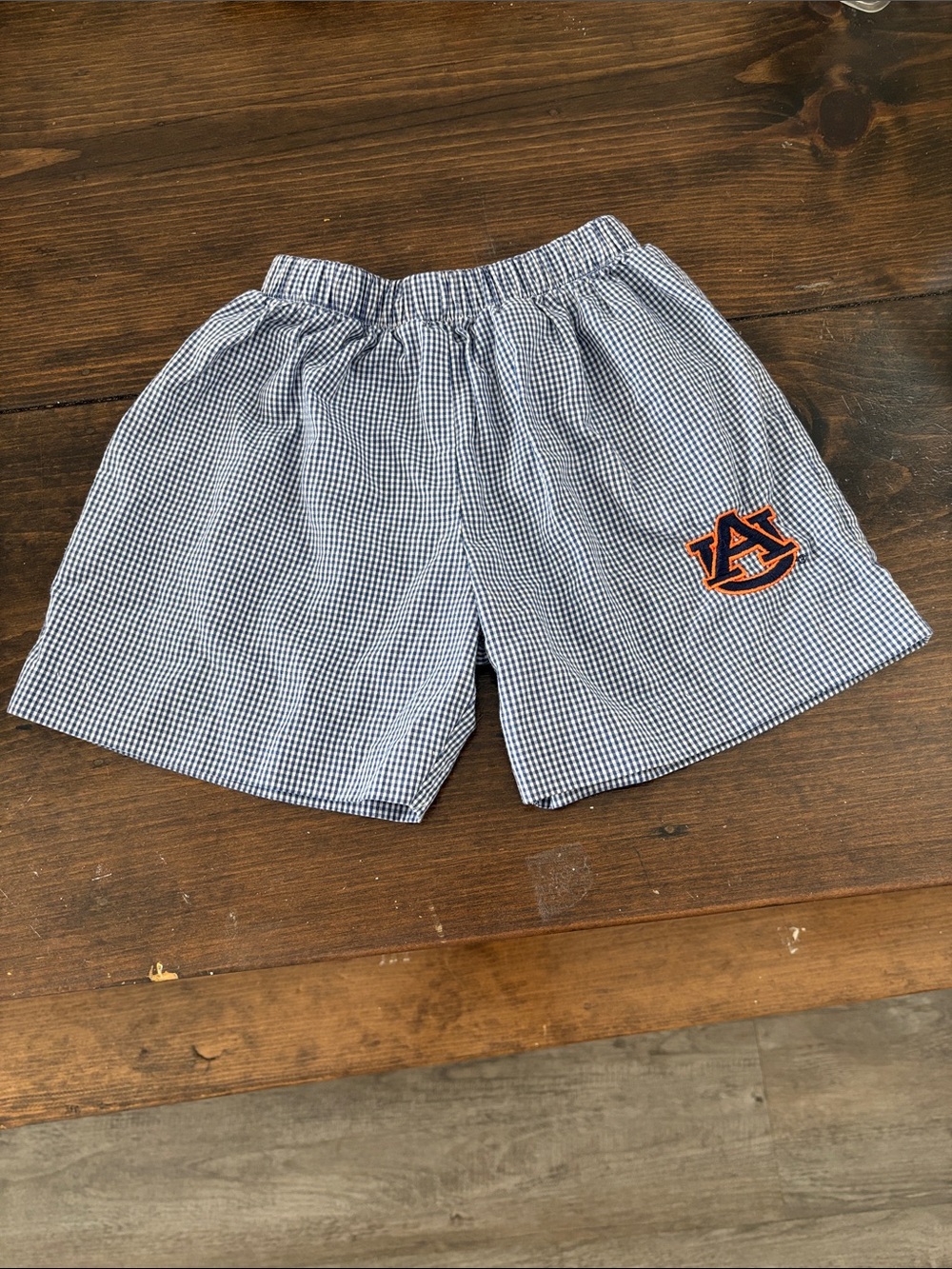 Auburn Gingham Swim Shorts with Elastic Waist
